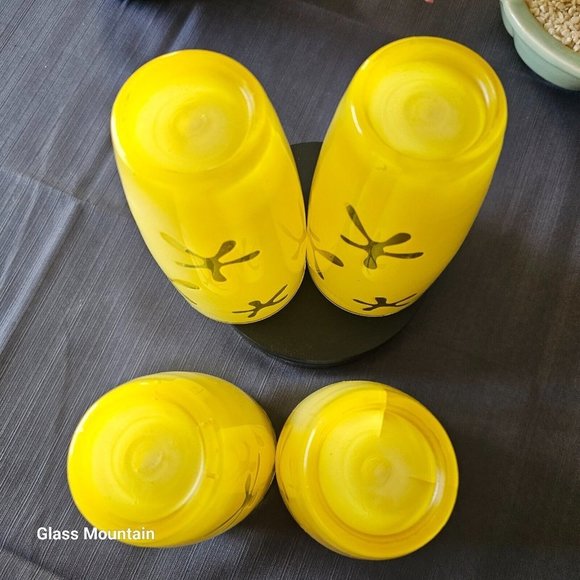 SOLD - Vintage Lemon Yellow Acrylic Plastic Double Walled 16oz Tumblers - Picture 4 of 6